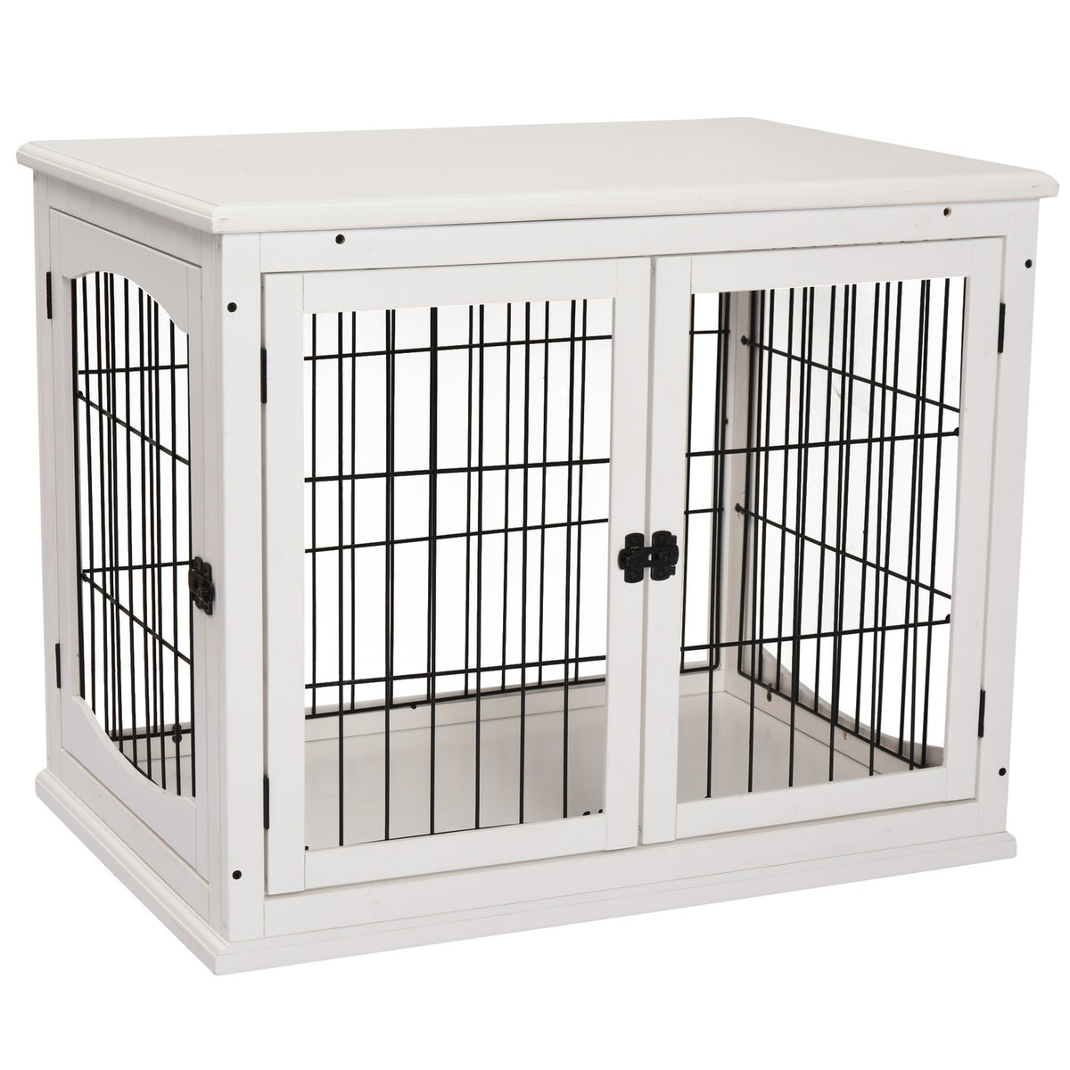 Dog kennel dog house transport box small animal cage for indoor use dog box animal cage pet MDF metal white 81 x 58.5 x 66 cm
