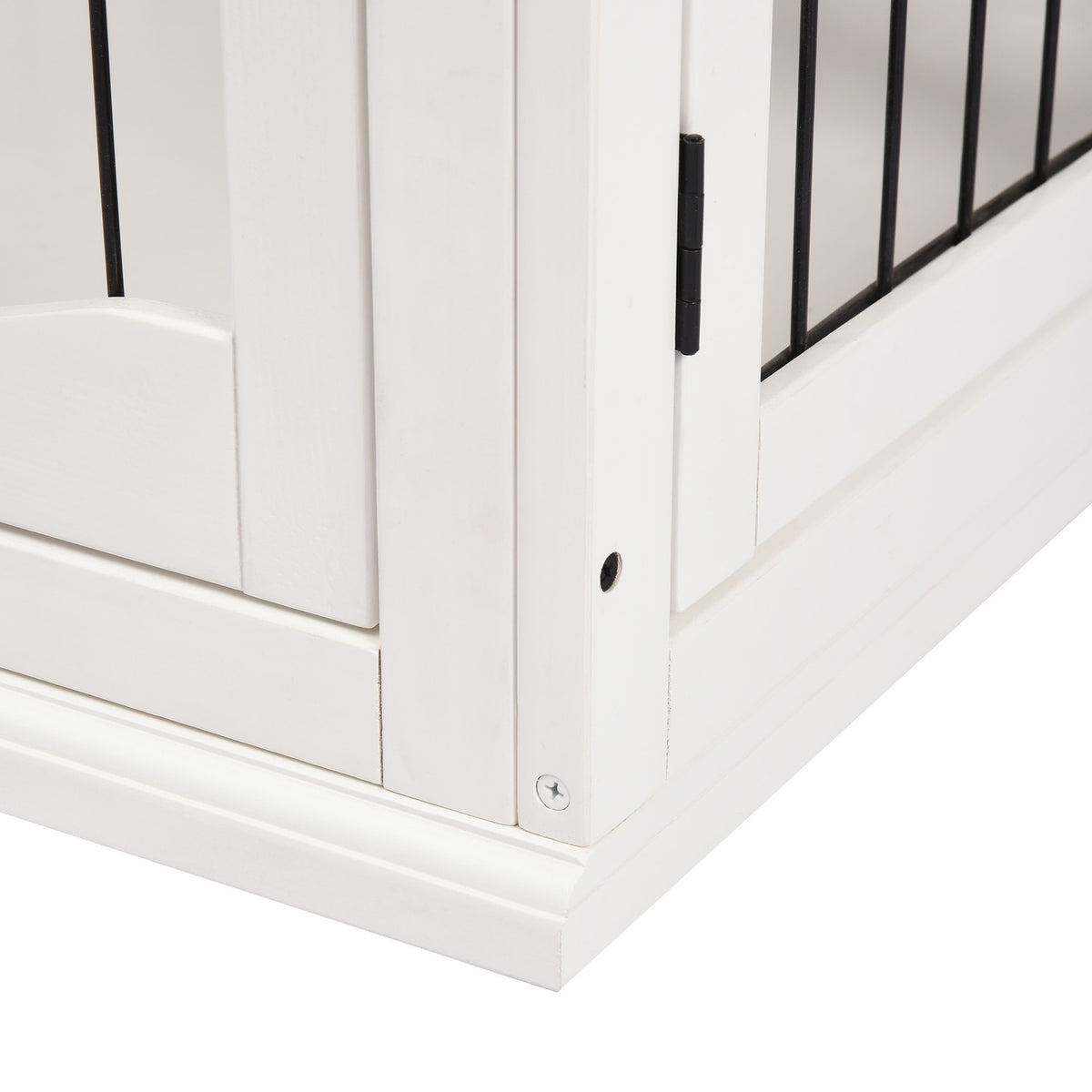 Dog kennel dog house transport box small animal cage for indoor use dog box animal cage pet MDF metal white 81 x 58.5 x 66 cm