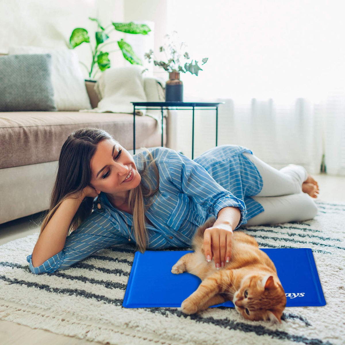 Dog mat blue