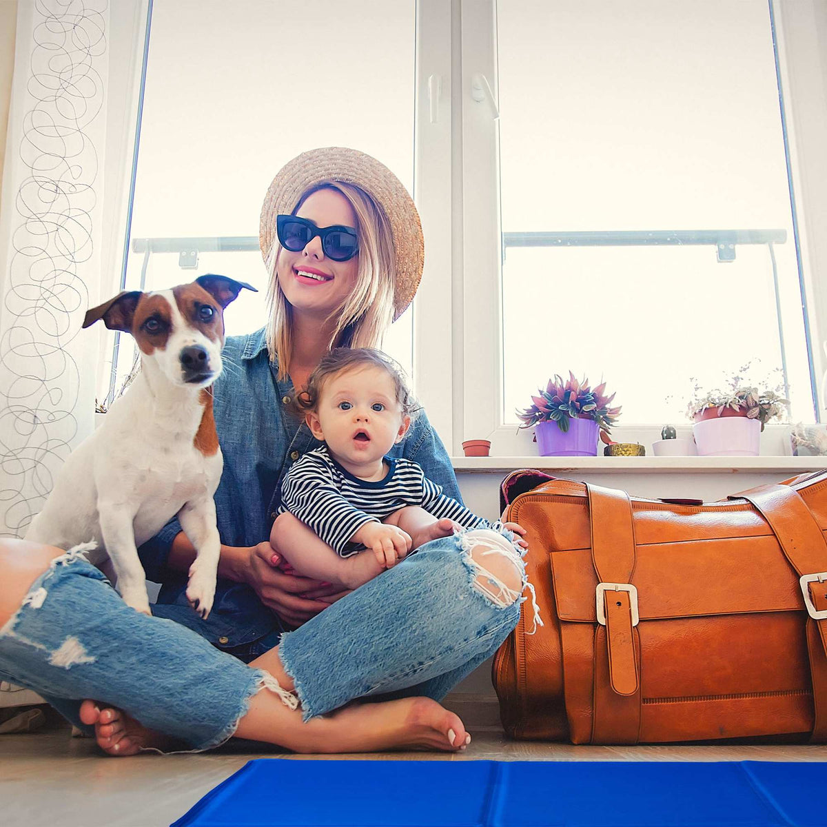 Dog mat blue