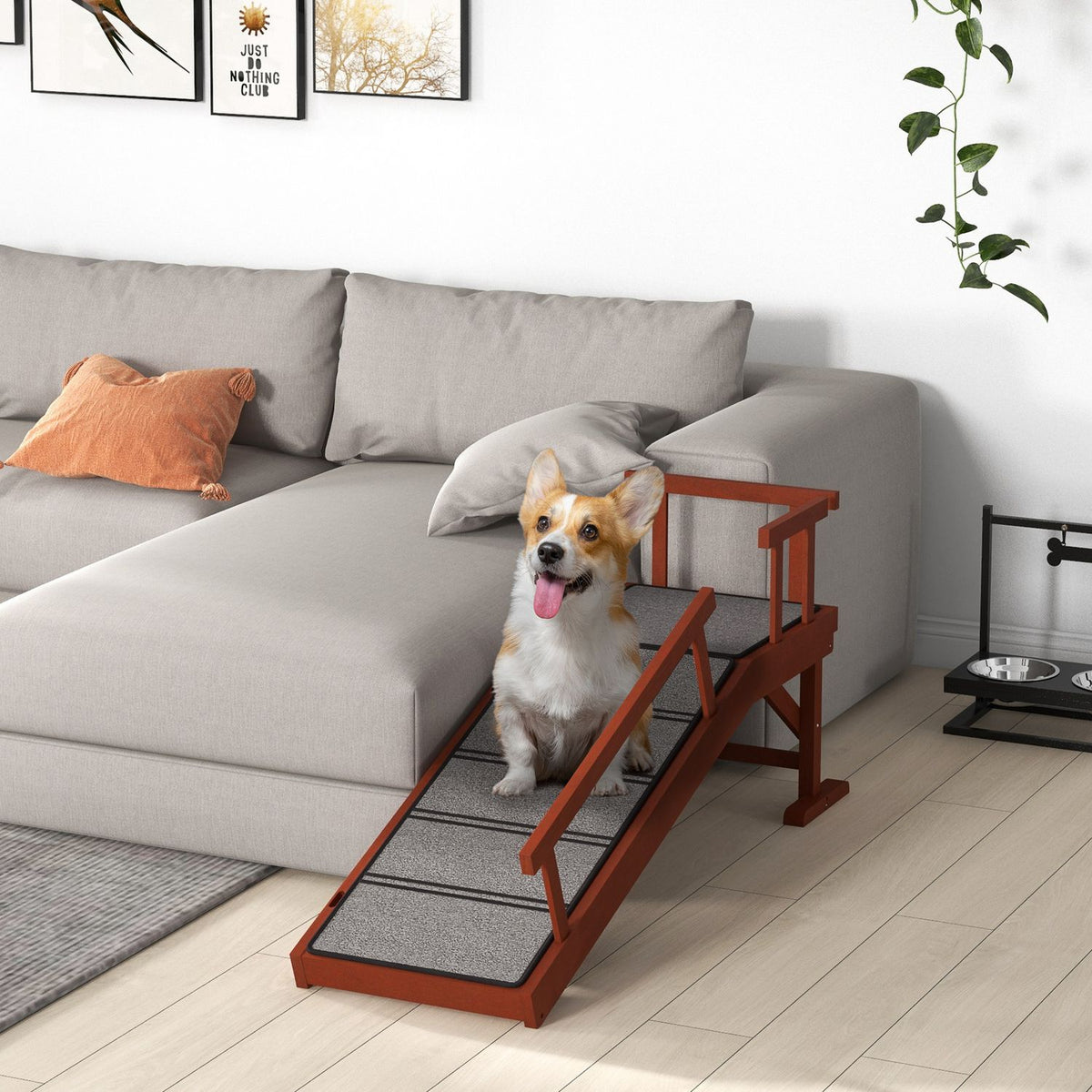 Dog ramp, up to 30 kg, pet ramp with removable railings, non-slip boot ramp, dog entry aid, 125 x 40 x 56 cm