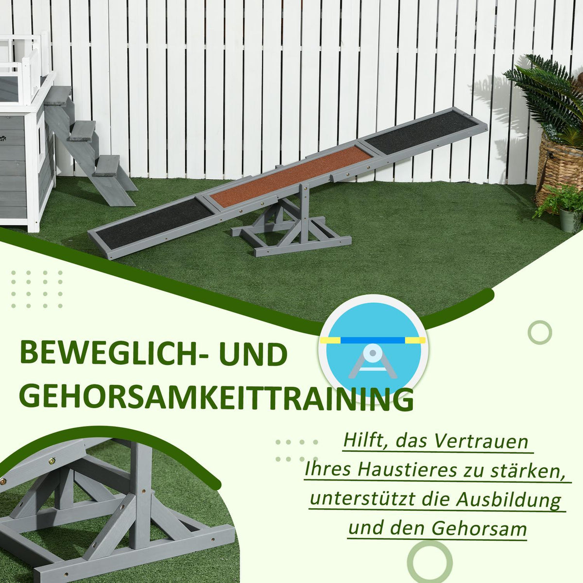 Dog rocker Agility rocker made of wood for dogs, training & dog sports, for large dogs, 180x30x30cm