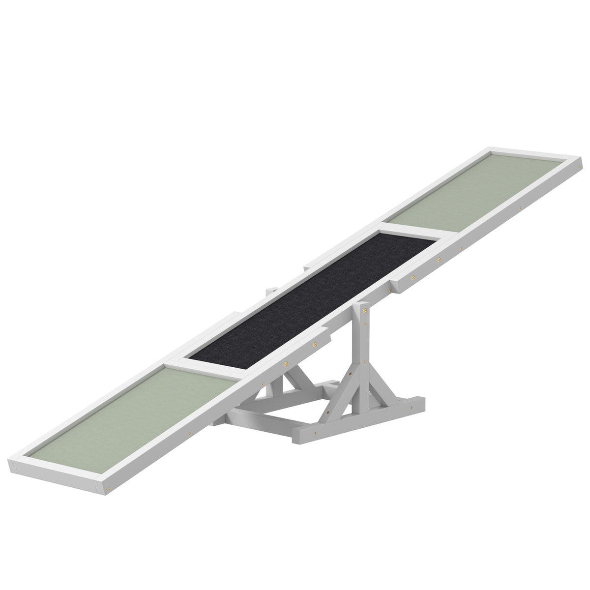 Dog seesaw, dog agility seesaw made of wood, non-slip dog agility ramp for dogs under 30 kg, for balance, 180 x 30 x 30 cm white