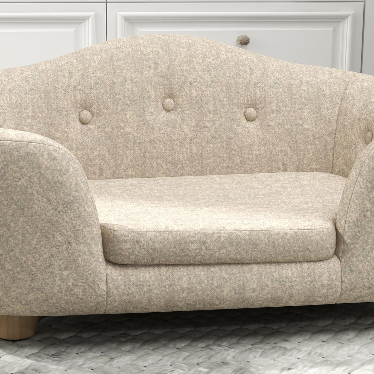 Dog sofa back pocket plush cover with cushion, cat bed, suitable for small dogs, pine, 70 x 47 x 30 cm, cream white