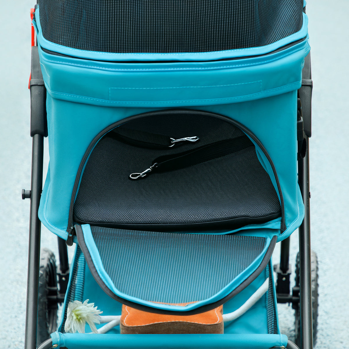 Dog stroller 3 in 1 dog buggy foldable dog box, foldable transport bag with drink holder, dog buggy, cat stroller with 360° wheels cat buggy for mini dogs under 4 kg, turquoise