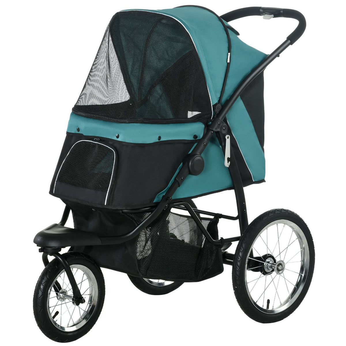 Dog stroller dog buggy foldable for dogs and cats up to 20 kg cat buggy with all-terrain rubber wheels cushions mesh windows doors cat stroller with storage basket buggy dark green