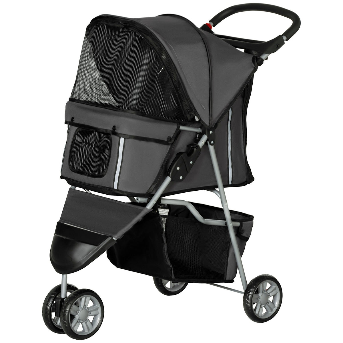 Dog stroller dog buggy foldable for dogs & cats up to 10 kg cat buggy with cushion mesh windows drink holder storage bag cat stroller buggy dark gray |