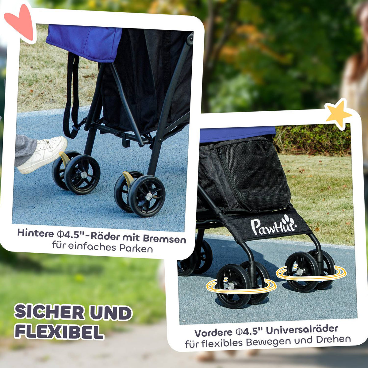 Dog stroller dog buggy foldable for dogs & cats up to 4 kg cat buggy with mesh windows, shoulder strap, storage bag, cup holder umbrella cat stroller dark blue