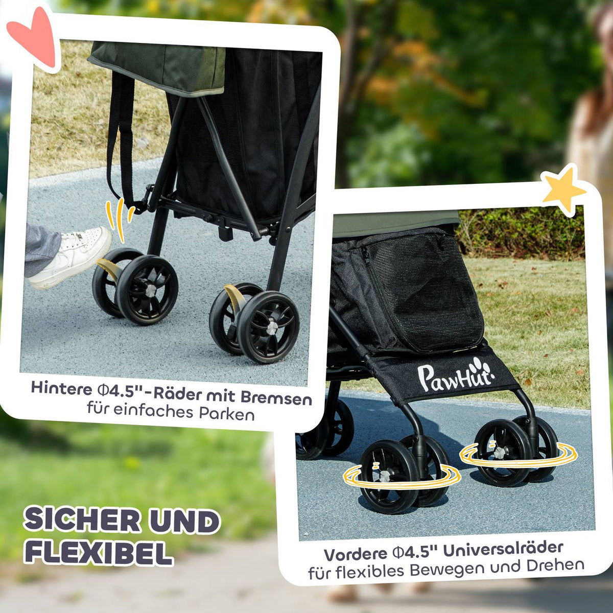 Dog stroller dog buggy foldable for dogs & cats up to 4 kg cat buggy with mesh windows, shoulder strap, storage bag, cup holder umbrella cat stroller dark green