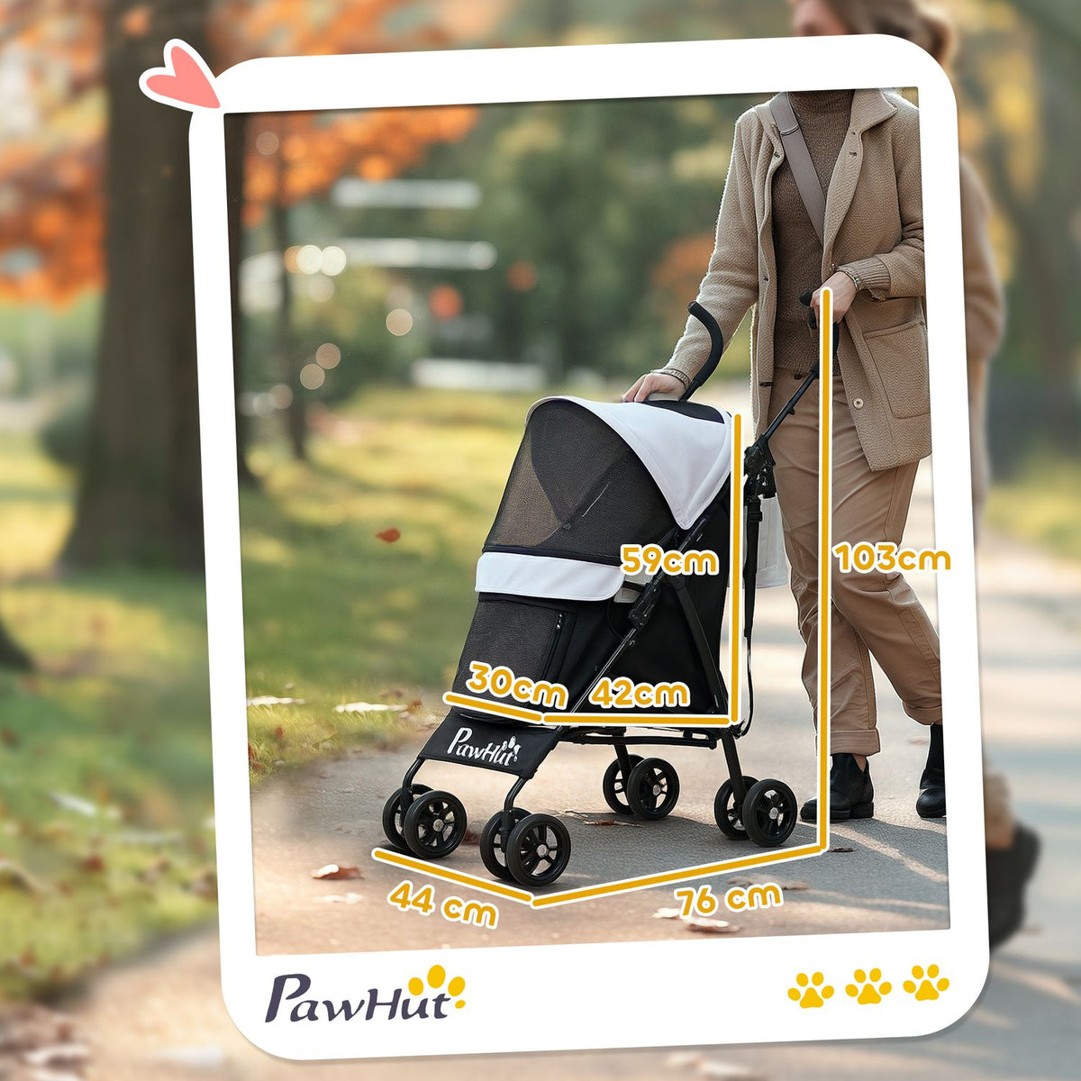 Dog stroller dog buggy foldable for dogs & cats up to 4 kg cat buggy with mesh windows, shoulder strap, storage bag, cup holder umbrella cat stroller light gray