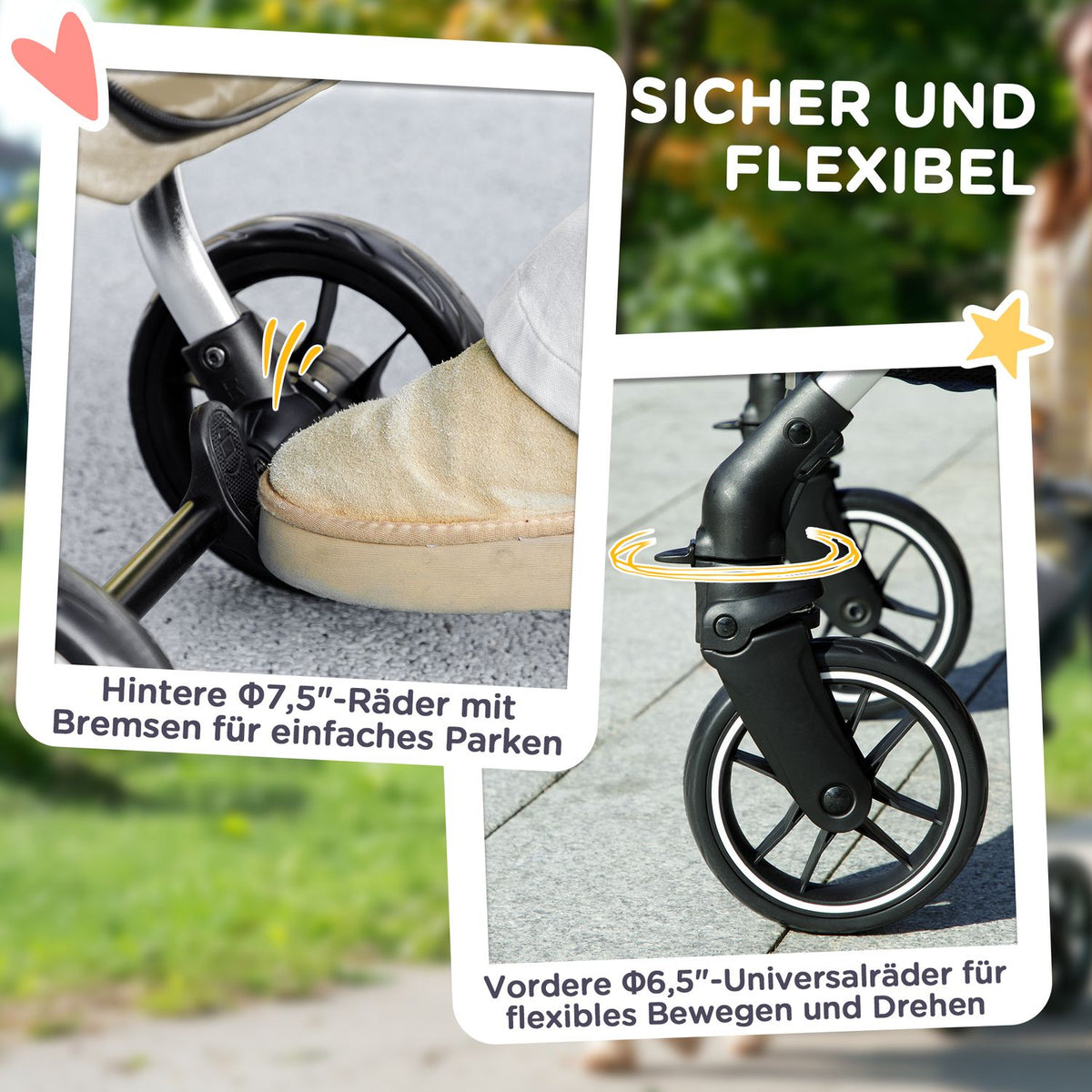 Dog stroller, light dog stroller made of aluminum, foldable for dogs and cats up to 10 kg, cat stroller with cushions, mesh windows, doors, storage basket, cat stroller, buggy, khaki