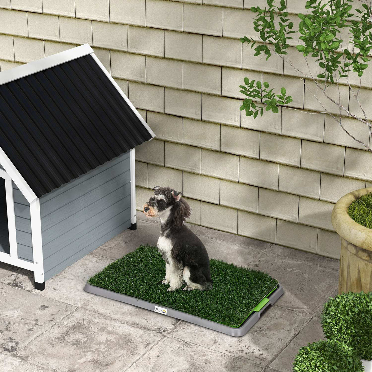 Dog toilet dog toilet with 2 grass mats, tray for potty training, puppy toilet for puppies indoor outdoor green 67 x 41 cm