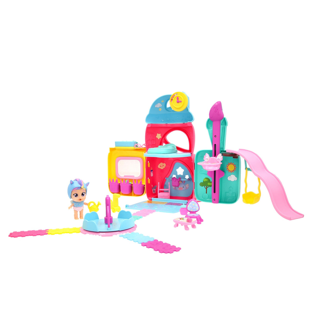 Doll Daycare Playset with Slide and Accessories