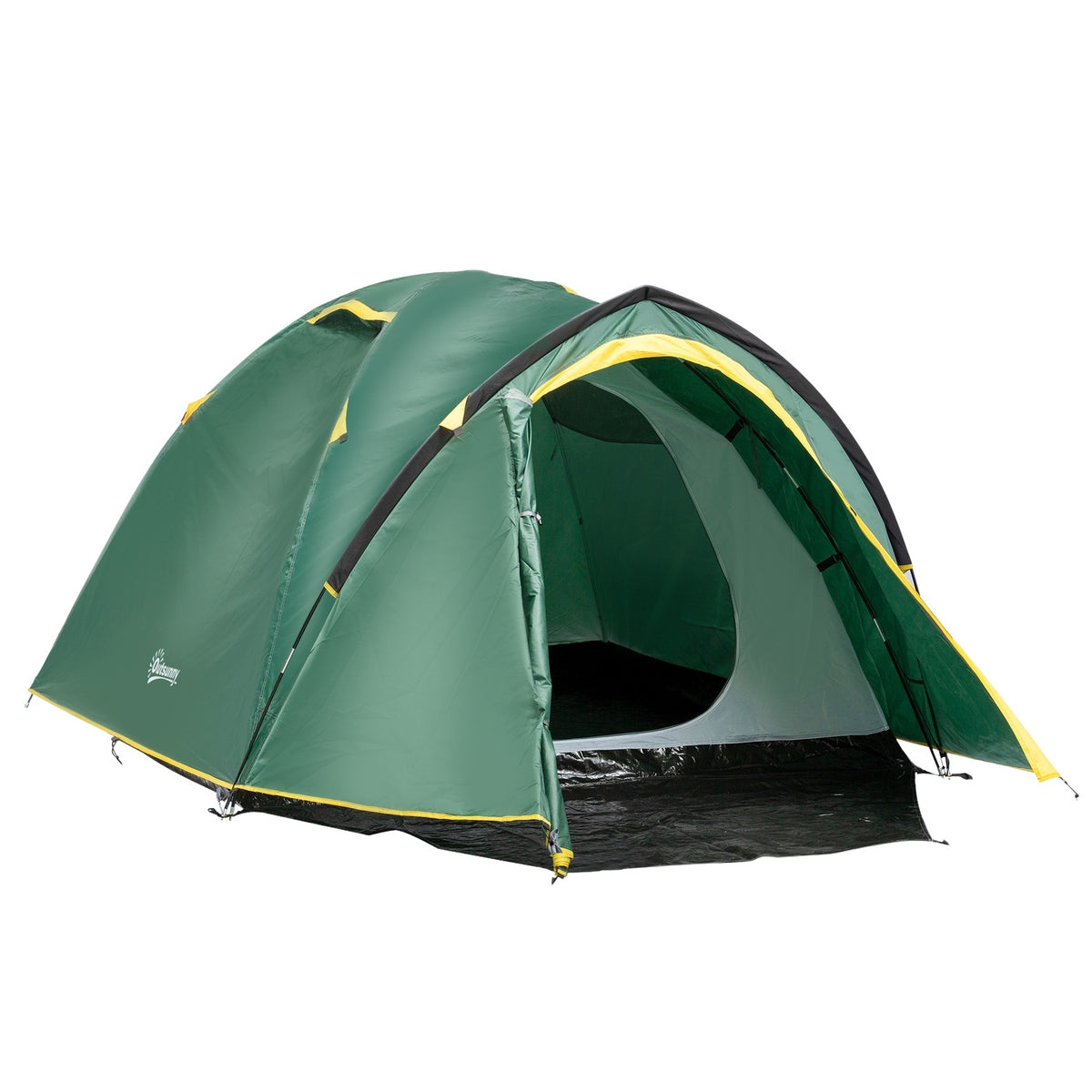 Dome Tent 2-3 Persons 190T Fiberglass Polyester Green+Yellow 325X183X130Cm Pegs