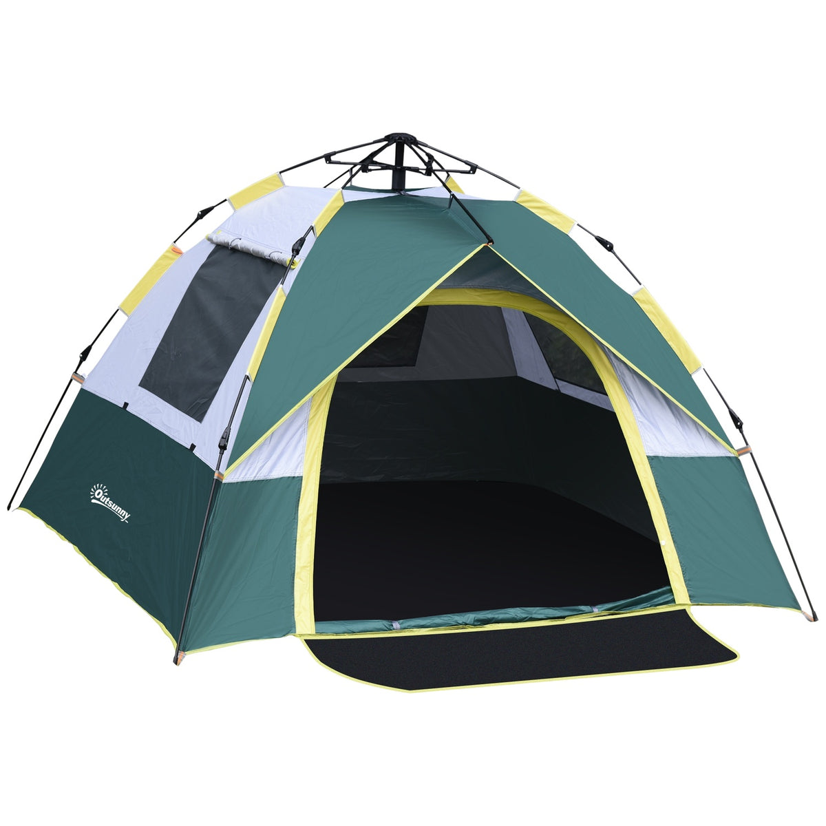 Dome Tent 3 Person Polyester Green 205X195X135Cm Pegs