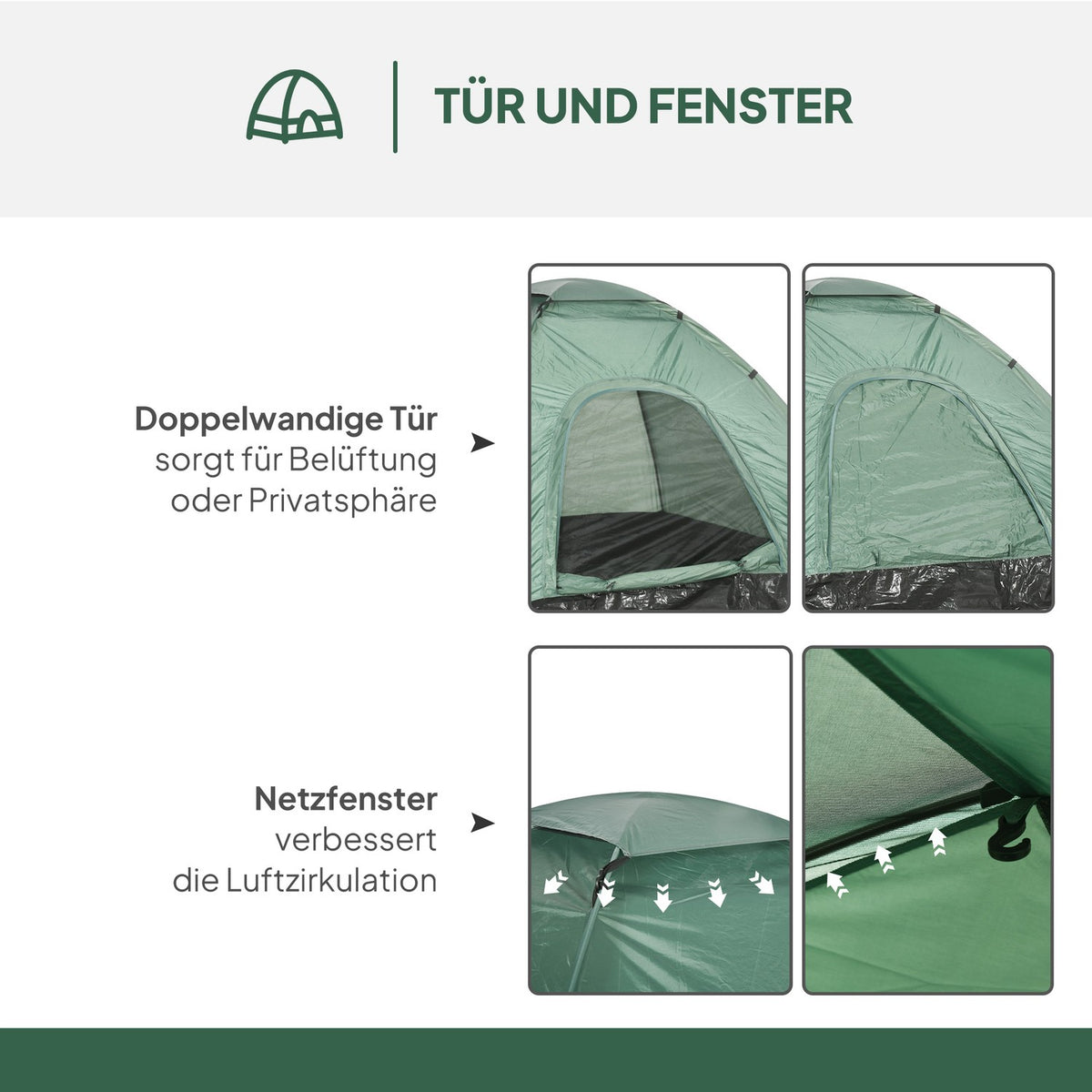 Dome tent for 2 people, lightweight, stable, waterproof family tent with door and window packing bag, hooks, camping tent with 2000 mm water column tent for camping, travel, trekking, garden