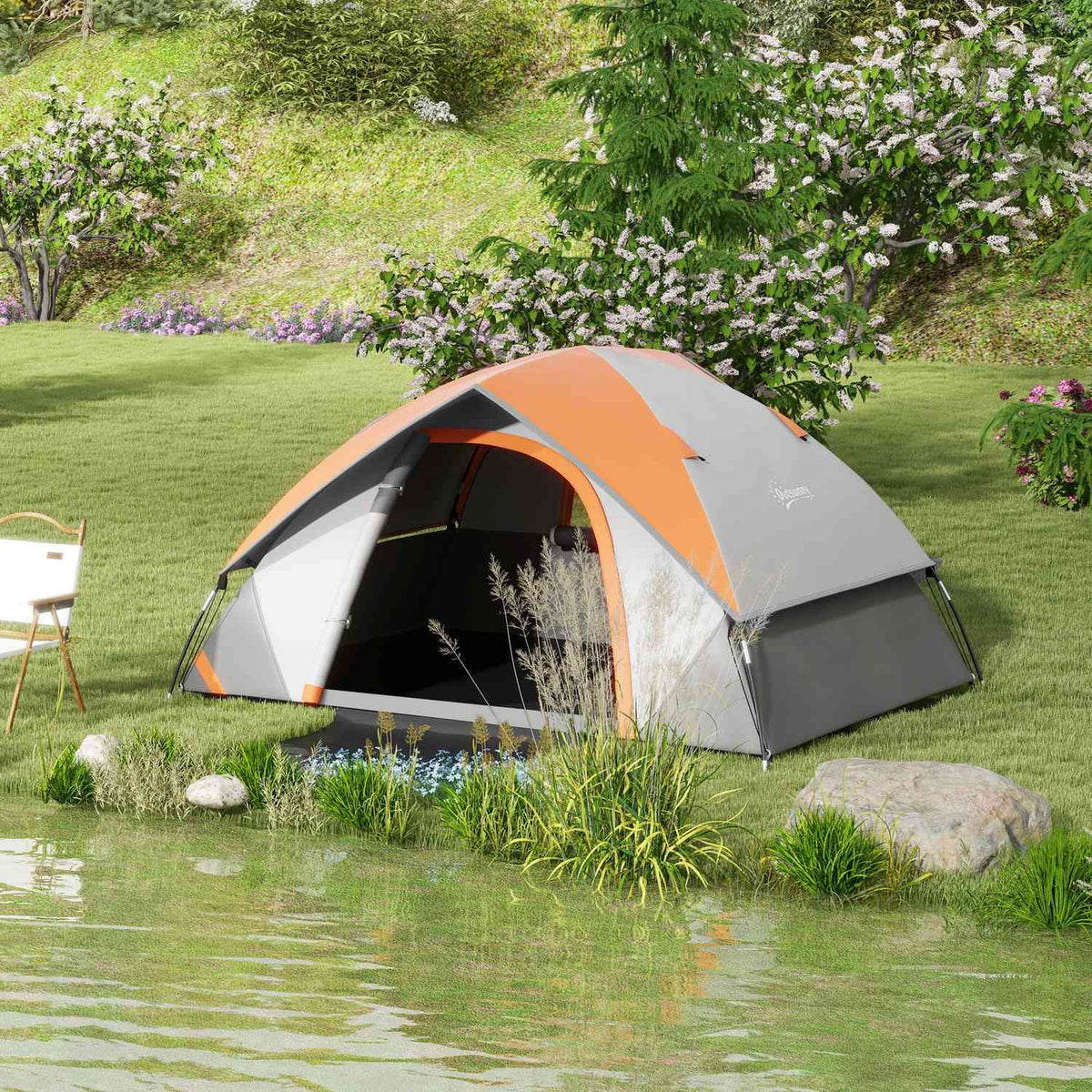 Dome tent for 2 people, lightweight, stable, waterproof family tent with door and window packing bag, hooks, camping tent with 3000 mm water column tent for camping, travel, trekking, garden