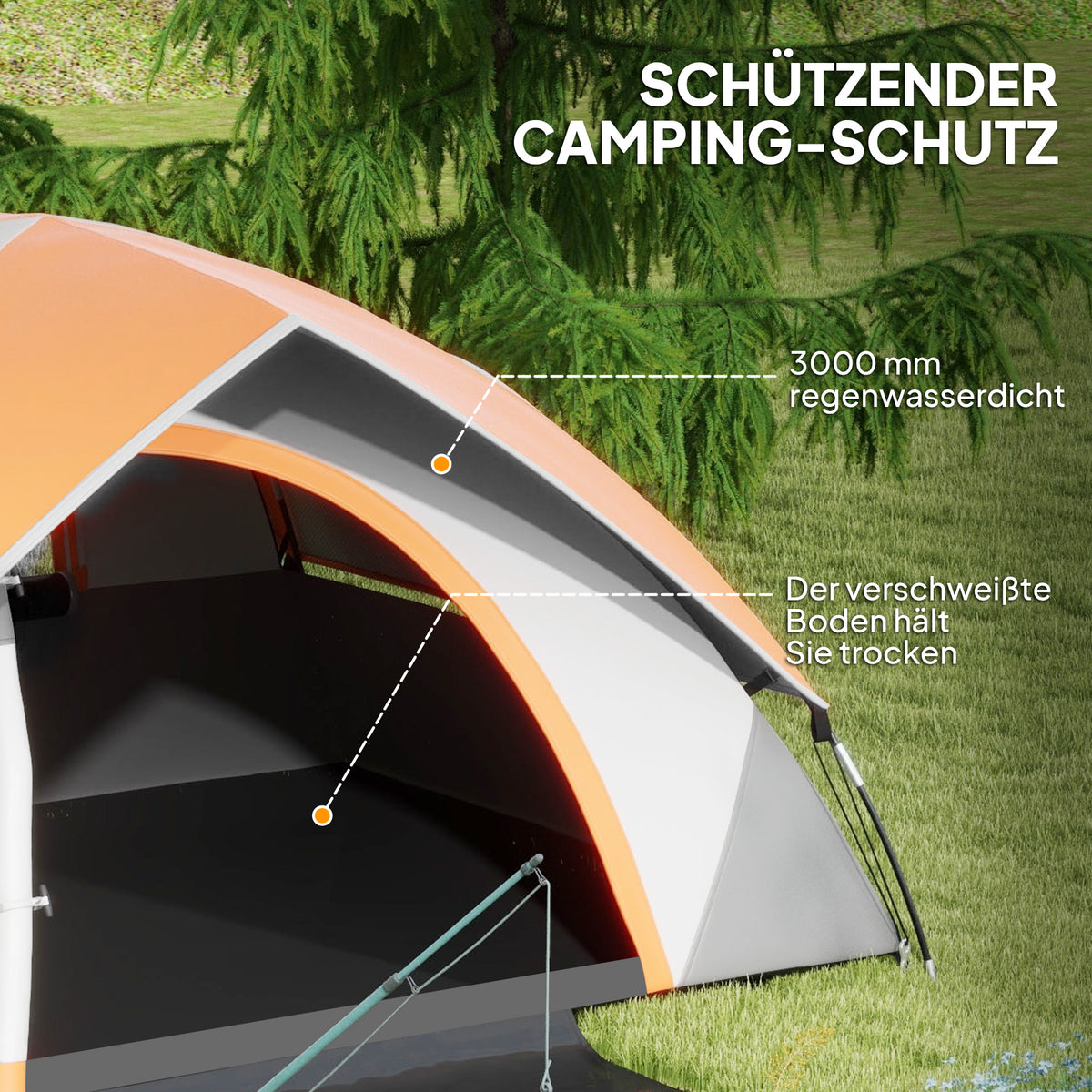 Dome tent for 2 people, lightweight, stable, waterproof family tent with door and window packing bag, hooks, camping tent with 3000 mm water column tent for camping, travel, trekking, garden