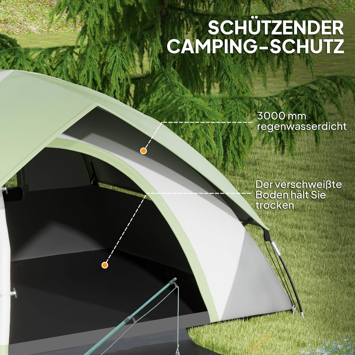 Dome tent for 2 people, lightweight, stable, waterproof family tent with door and window packing bag, hooks, camping tent with 3000 mm water column tent for camping, travel, trekking, garden