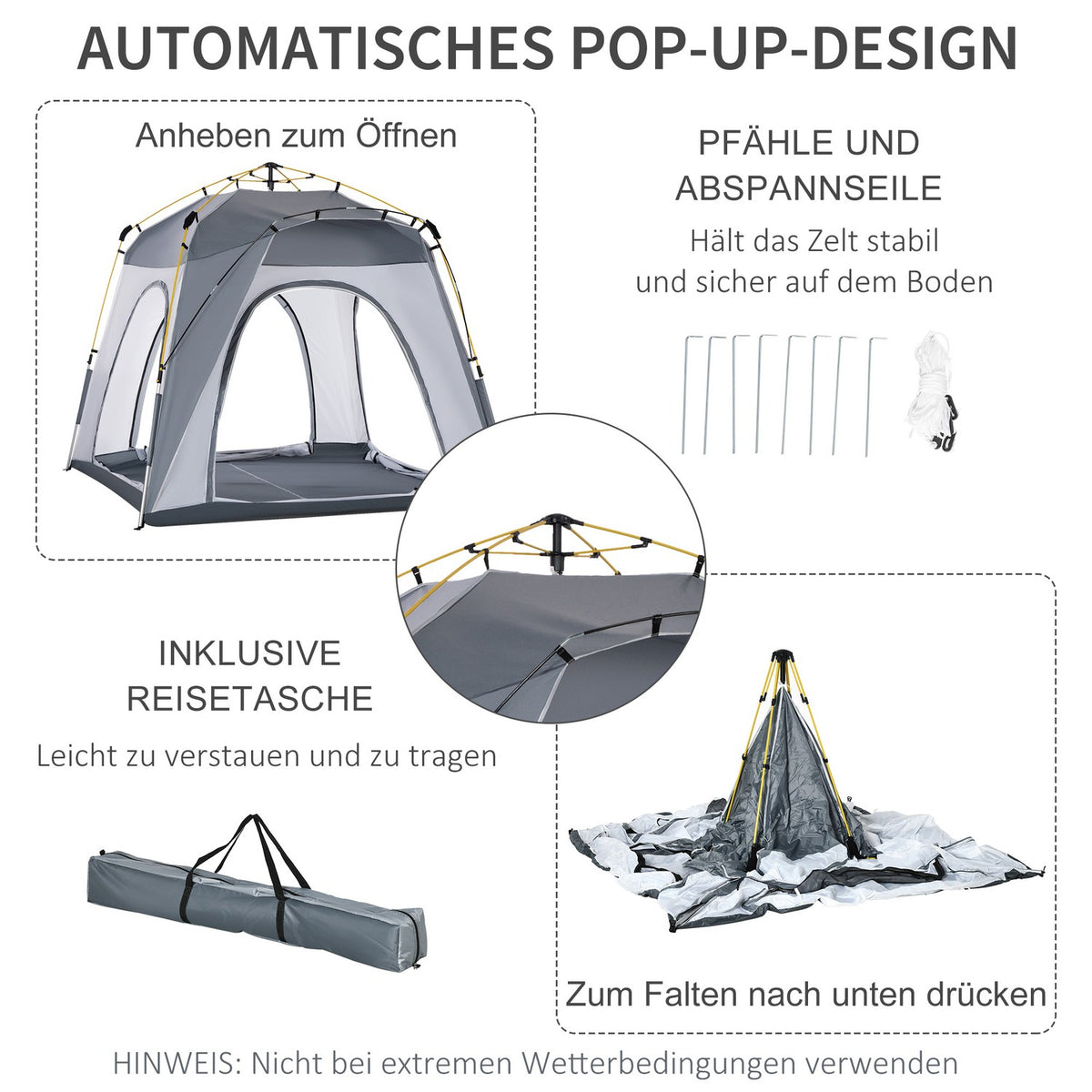 Dome tent for 4 people, lightweight, stable, waterproof, UV 50+, pop-up camping tent with hook, door, window, groundsheet, family tent with 1000 mm water column, tent for camping, travel, trekking, garden