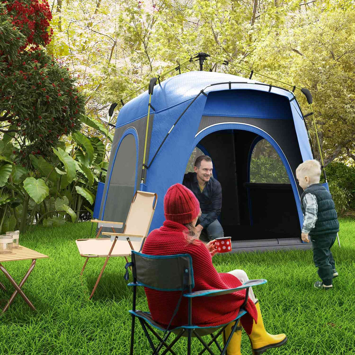 Dome tent for 4 people, lightweight, stable, waterproof, UV 50+, pop-up camping tent with hook, door, window, groundsheet, family tent with 1000 mm water column, tent for camping, travel, trekking, garden