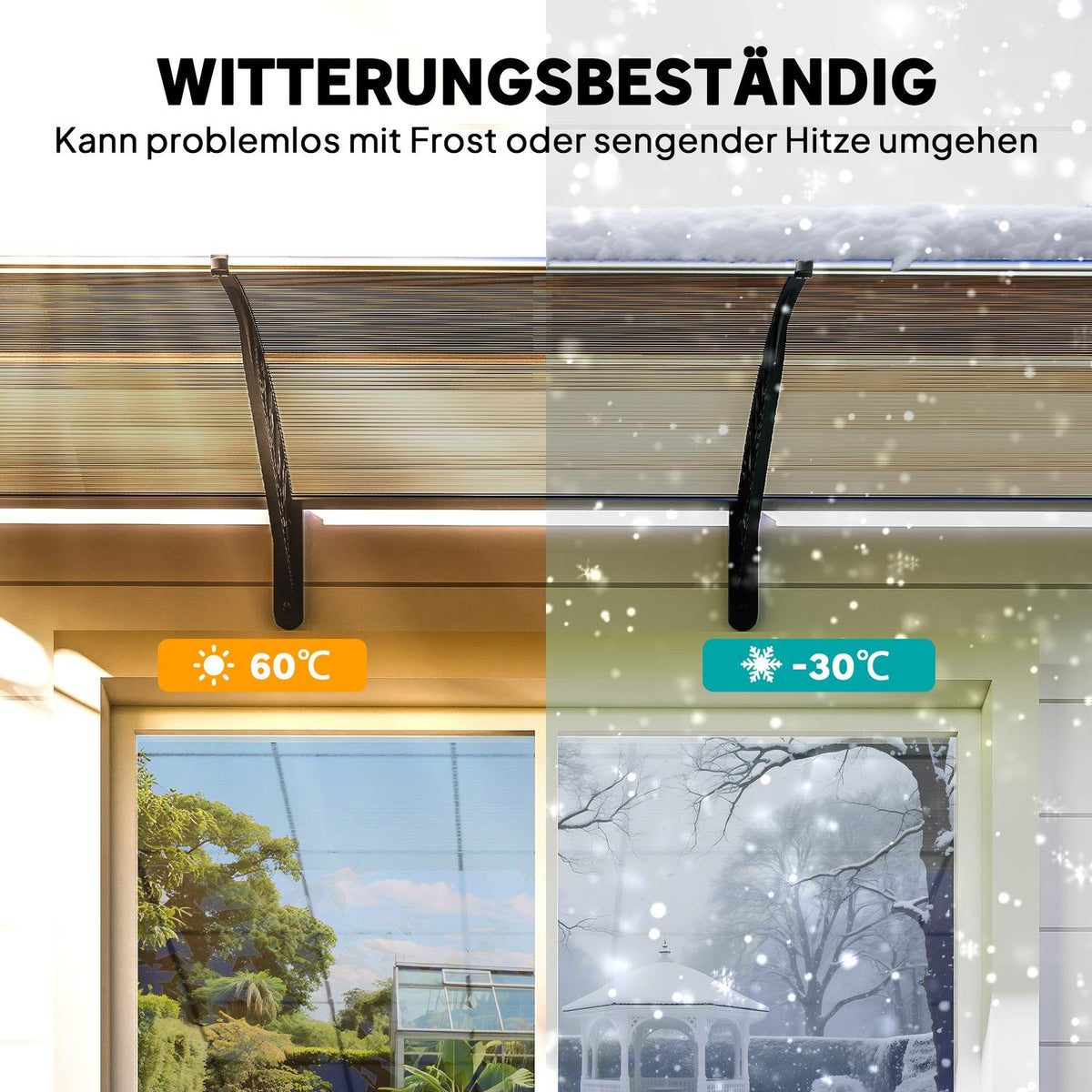Door Canopy, Weatherproof, Brown, 303x96x27 cm, Aluminum