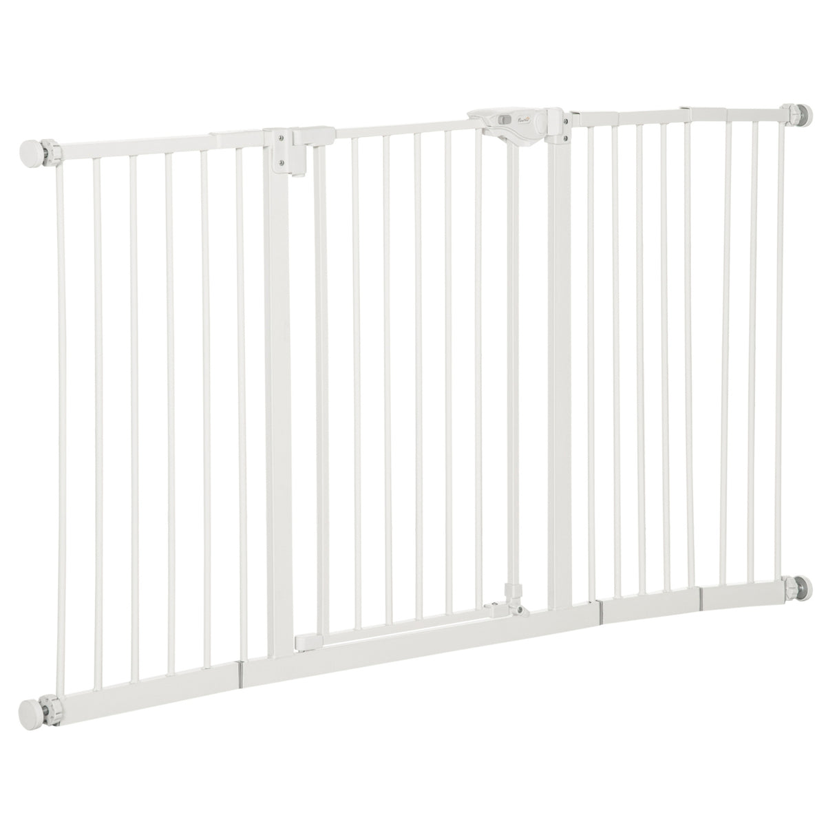 Door Safety Gate Dog Barrier Pet 74-147.5Cm Dog Gate 3 Extensions Stair Gate No Drilling Metal White