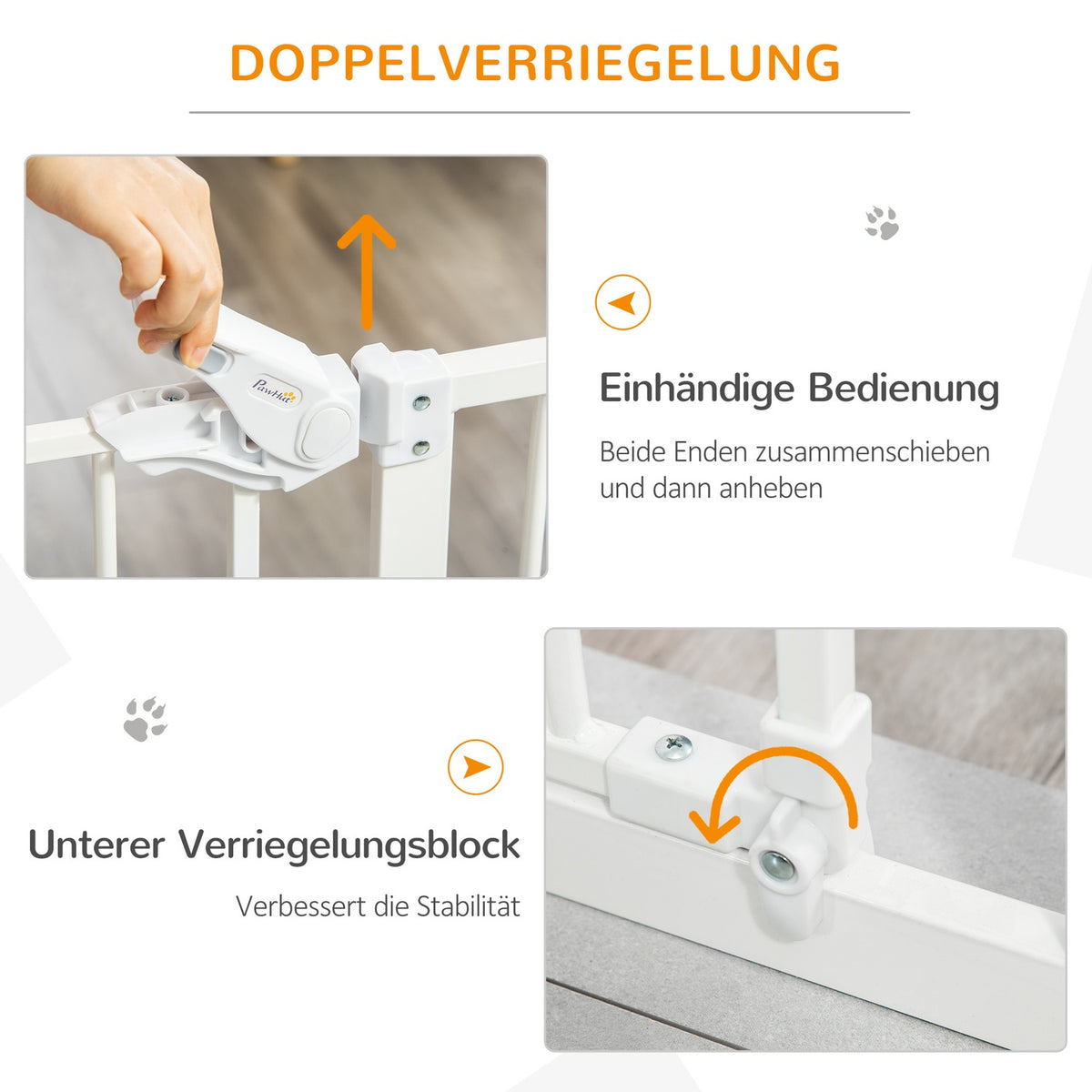 Door Safety Gate For Dogs And Babies, No Drilling Required, With Automatic Closing, 74-80 Cm, Stair Guard