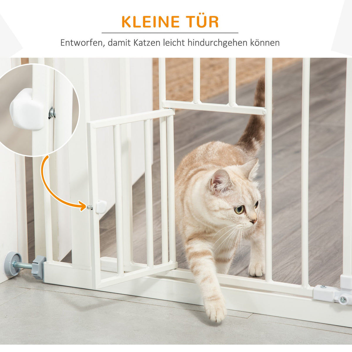 Door Safety Gate For Dogs And Babies, No Drilling Required, With Automatic Closing, 74-80 Cm, Stair Guard