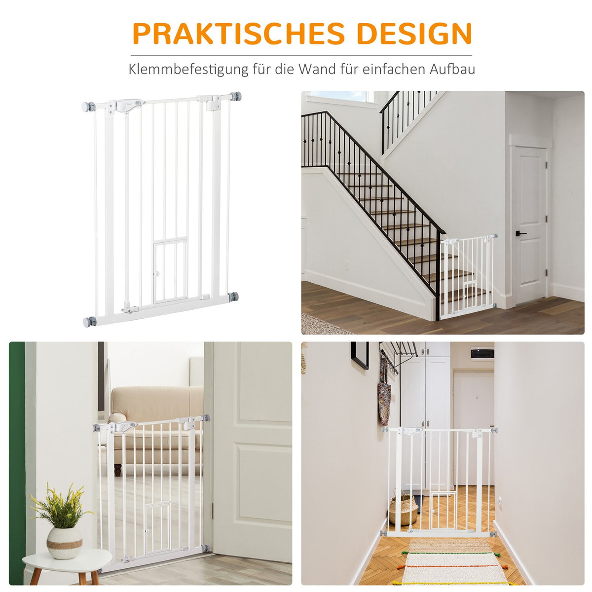Door Safety Gate For Dogs And Babies, No Drilling Required, With Automatic Closing, 74-80 Cm, Stair Guard