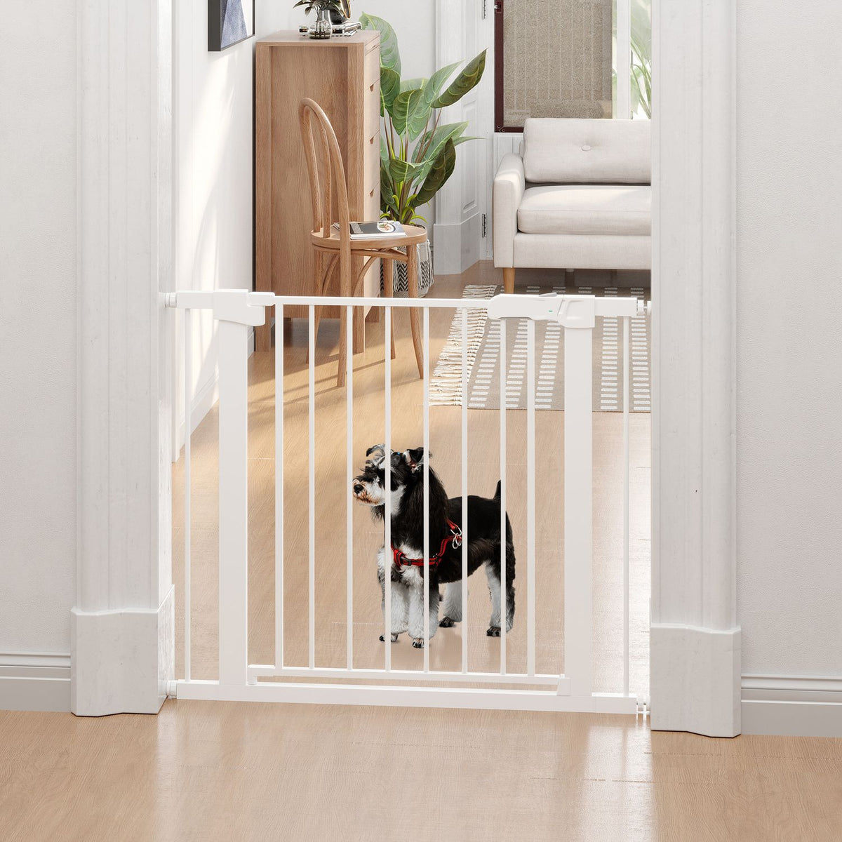 Door Safety Gate Stair Gate Dog Gate Adjustable 75-96cm Auto-Close