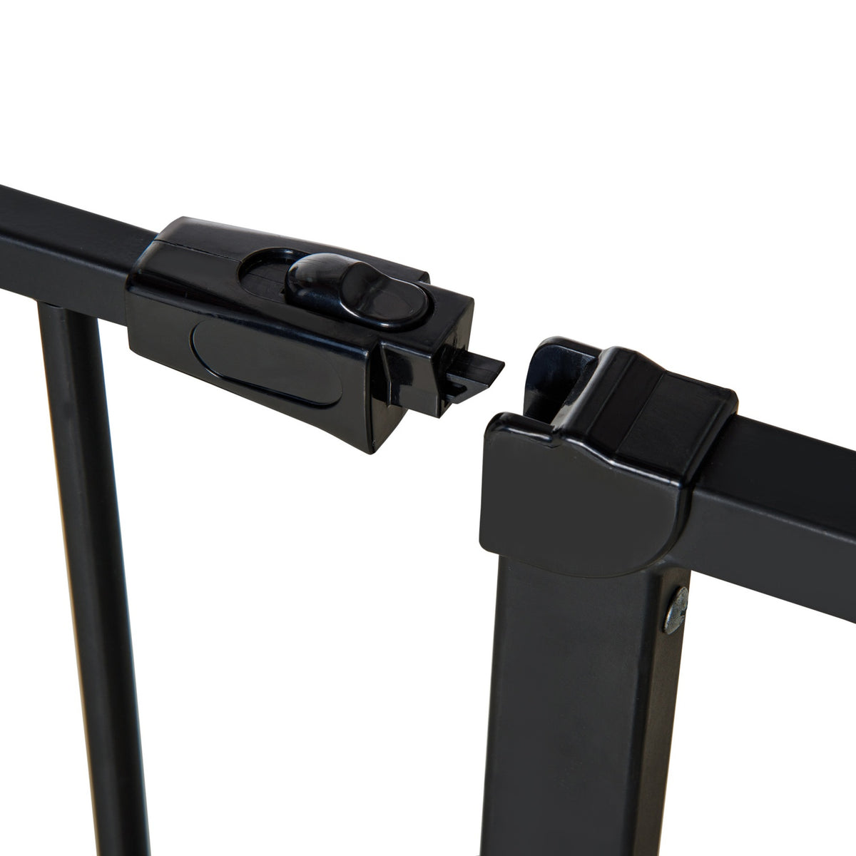 Door Safety Gate Stair Gate No Drilling Dog Barrier Pet Dog Gate Clamp Attachment Steel Black 76-107X76Cm
