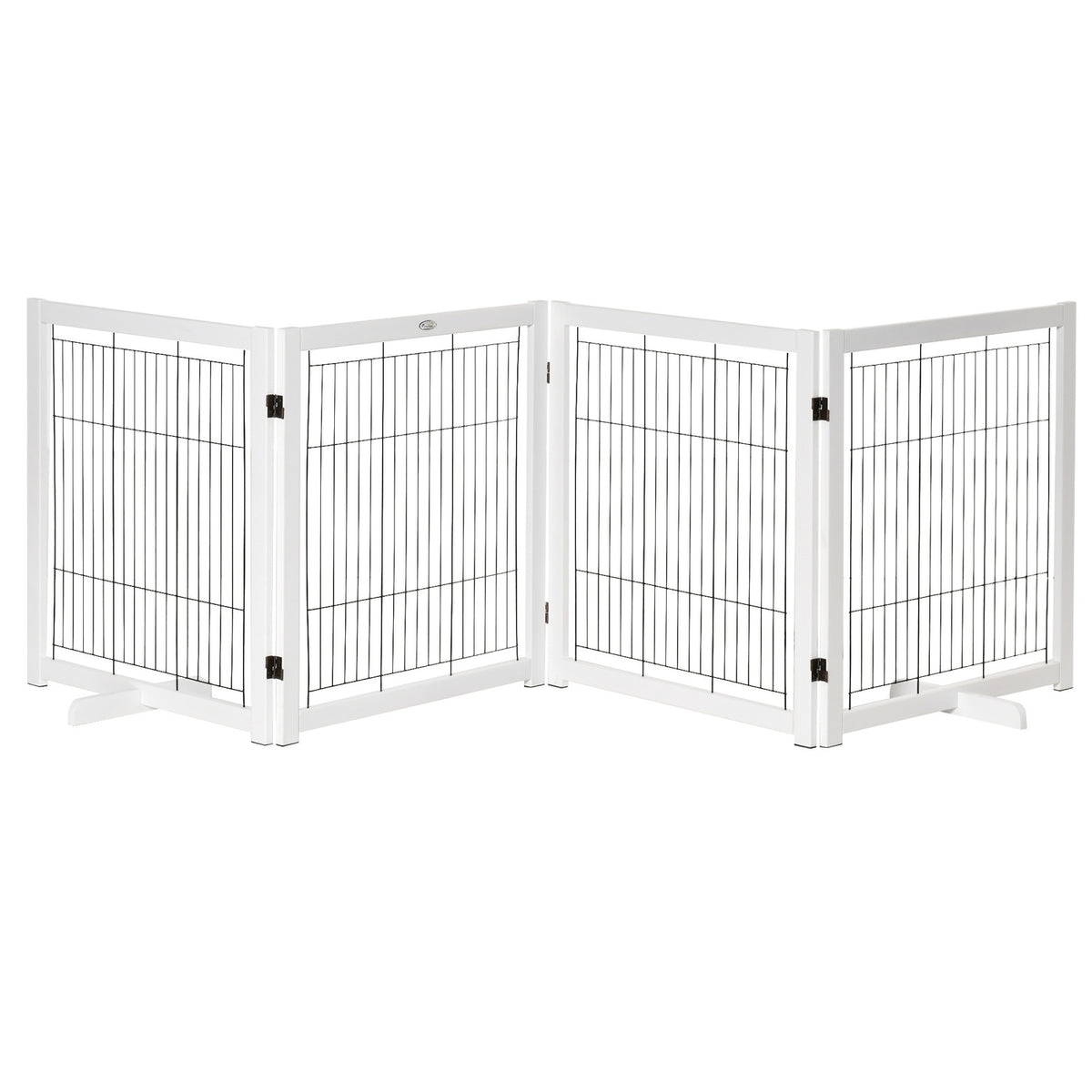 Door Safety Gate Wooden Barrier For Dogs Protective Gate Dog Gate Safety Door Bidirectional Folding Steel White 305 X 35.5 X 82 Cm