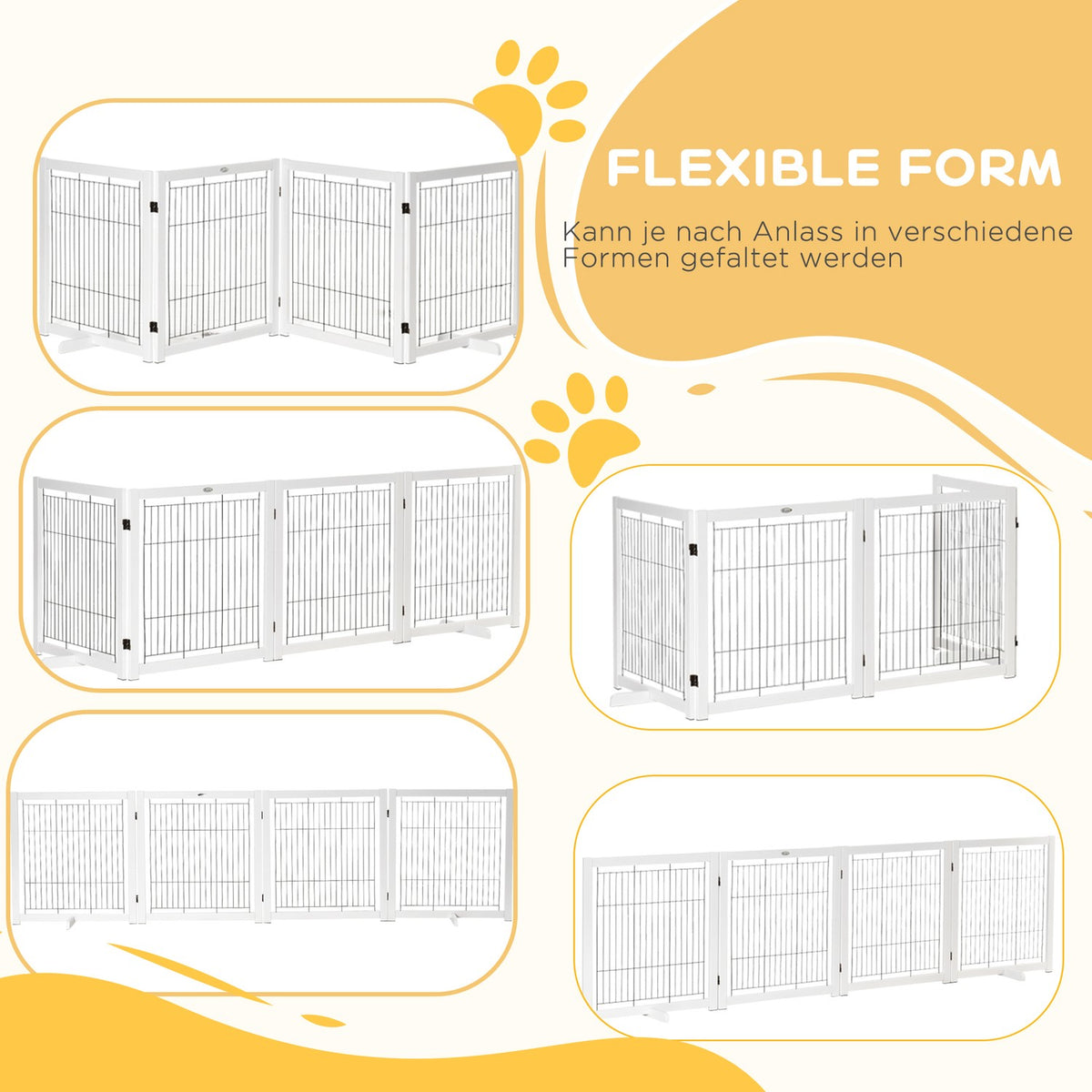 Door Safety Gate Wooden Barrier For Dogs Protective Gate Dog Gate Safety Door Bidirectional Folding Steel White 305 X 35.5 X 82 Cm