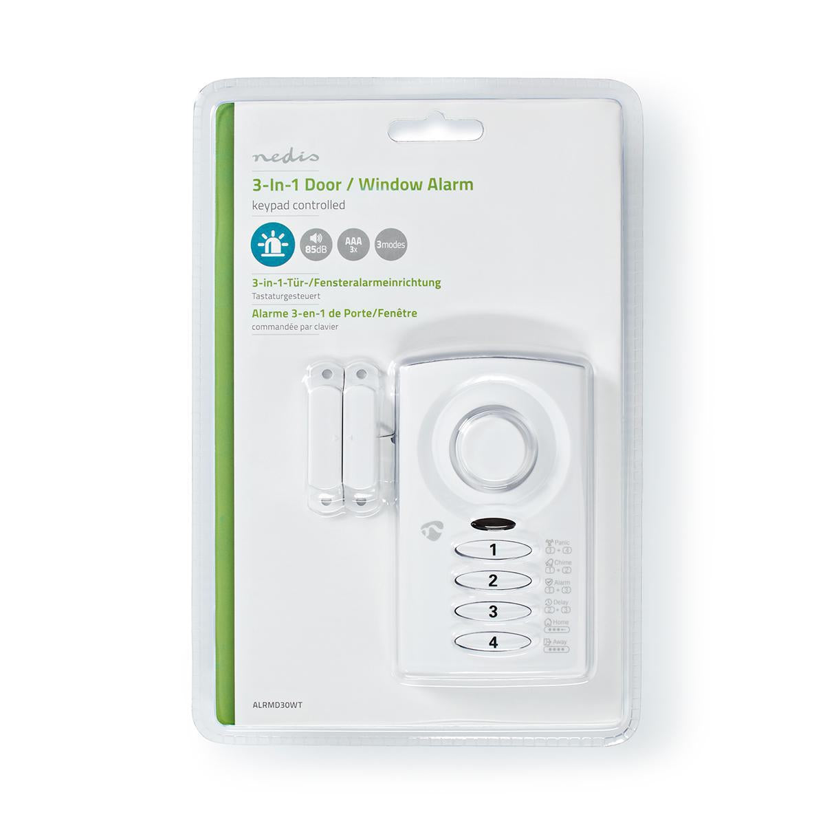 Door Window Alarm | Battery powered | 3x AAA/LR03 | 85 dB| White