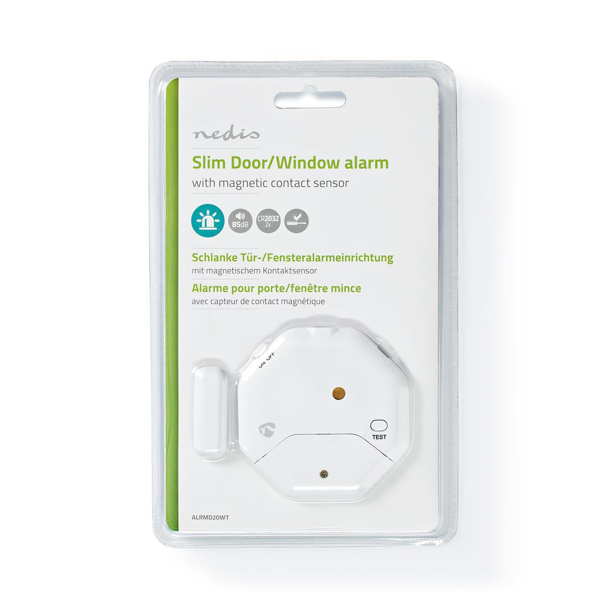 Door Window Alarm | Magnetic Sensor | Battery powered | 2x CR2032 | 85 dB| White