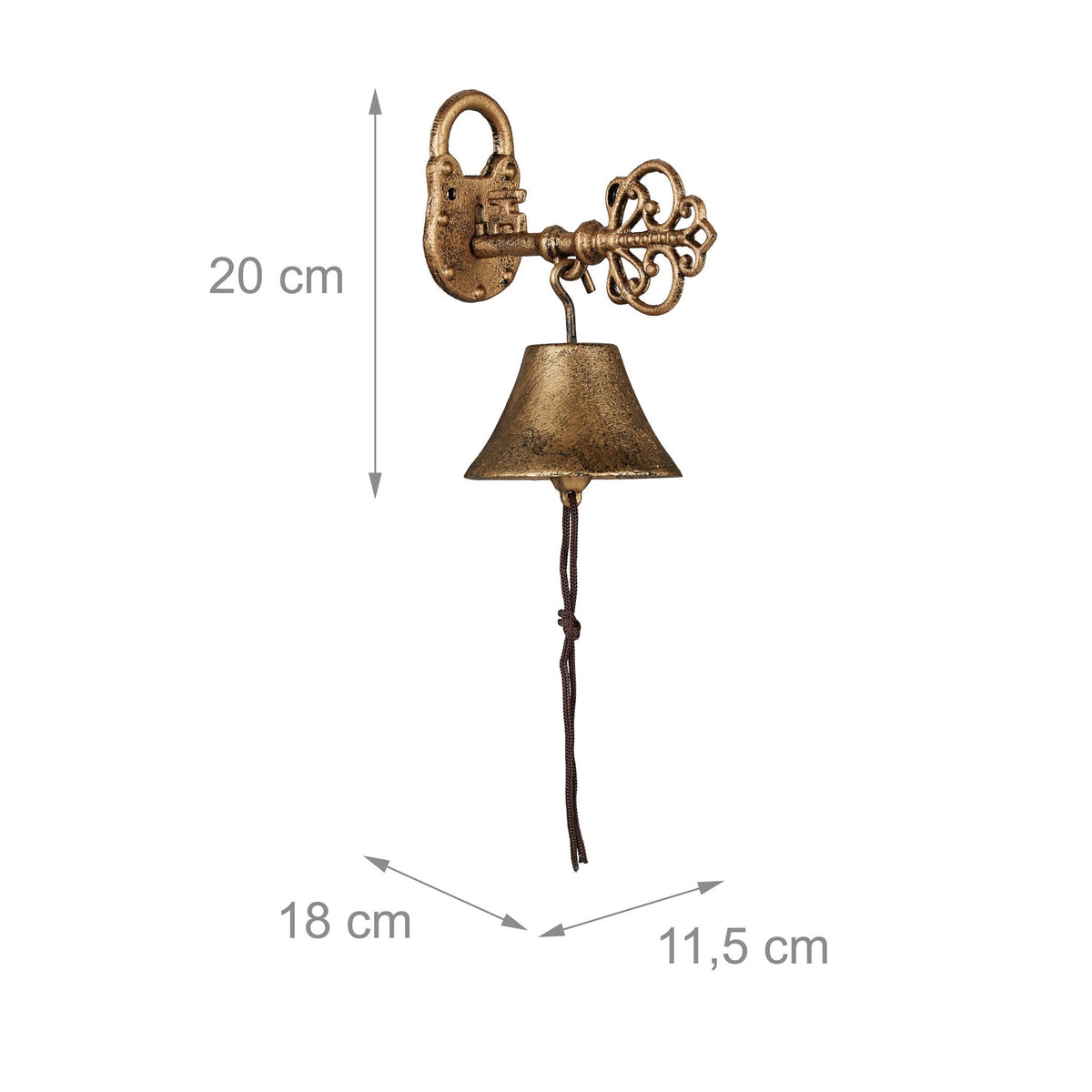 Door bell in cast iron "Key" in gold