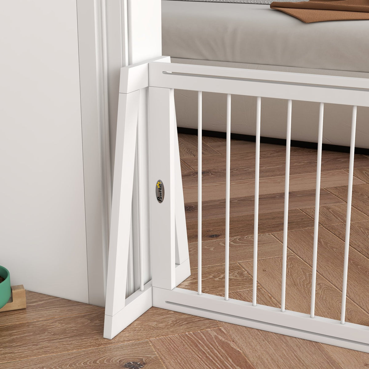 Door gate dog extendable wooden frame 71-190 x 38.5 x 56 cm with 3 panels, stair gate for kitchen, hallway, stairs, white