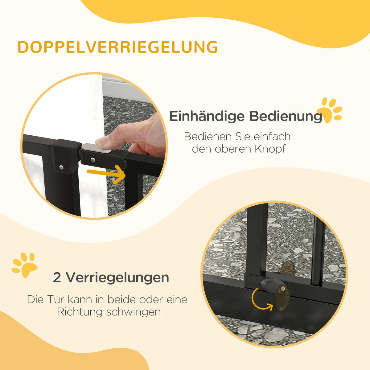 Door gate dog length adjustable, assembly without drilling, baby door gate, protective gate, two-way opening, black, 75-115 cm