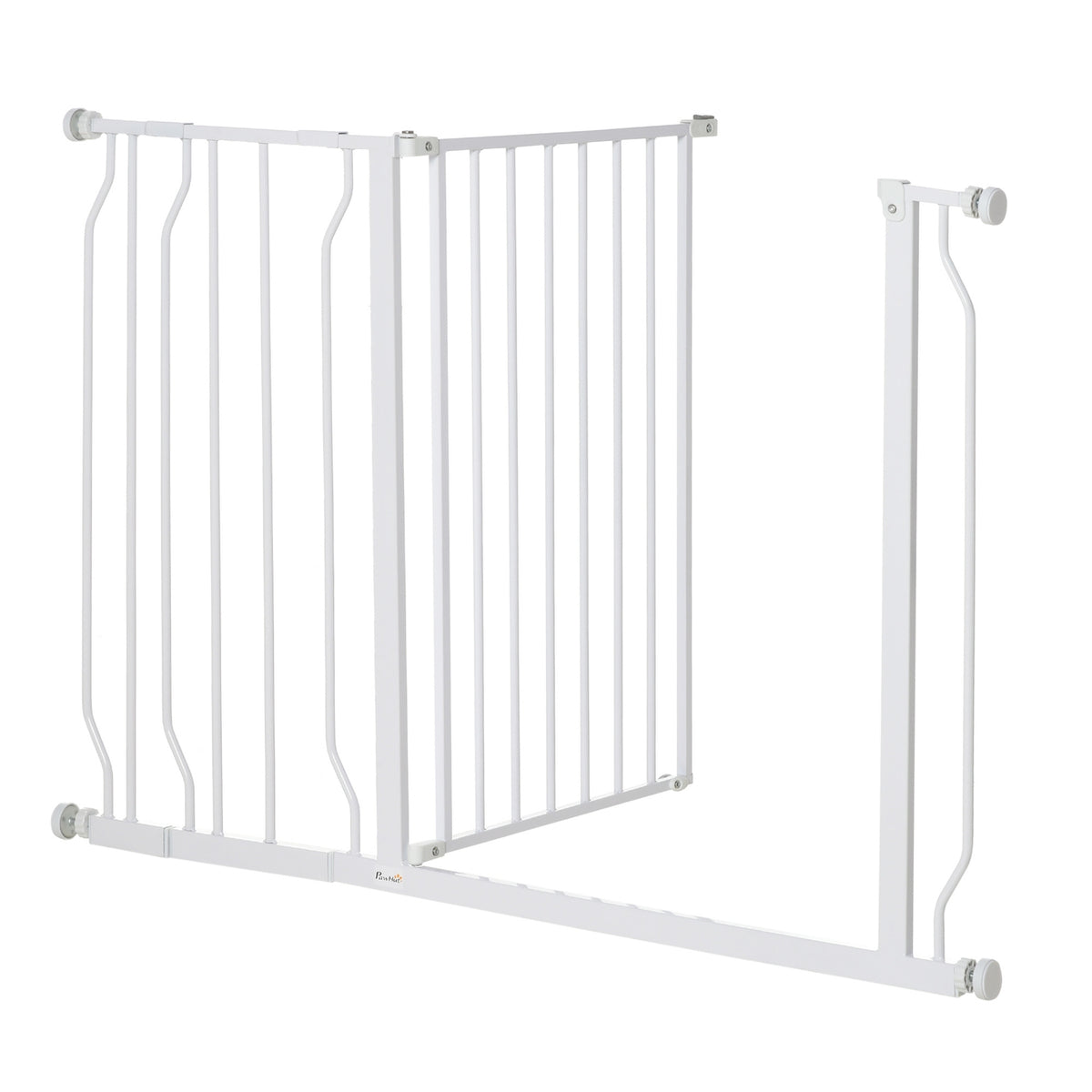 Door gate dog length adjustable, assembly without drilling, baby door gate, protective gate, two-way opening, black, 75-115 cm