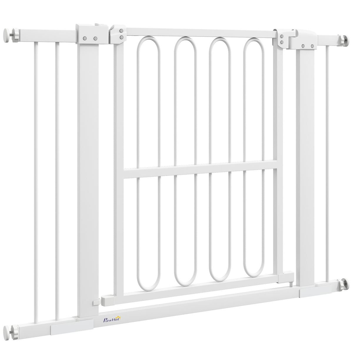 Door gate for dogs, 76-104 cm stair gate without drilling, lockable stair gate, protective gate for all large dogs, steel, white
