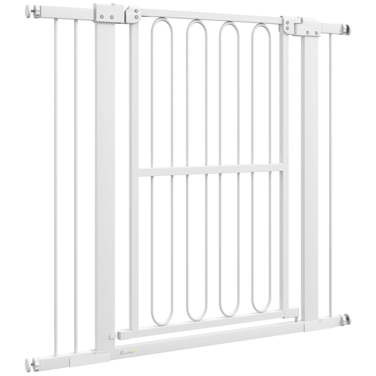 Door gate for dogs, 76-104 cm stair gate without drilling, lockable stair gate, protective gate for all large dogs, steel, white