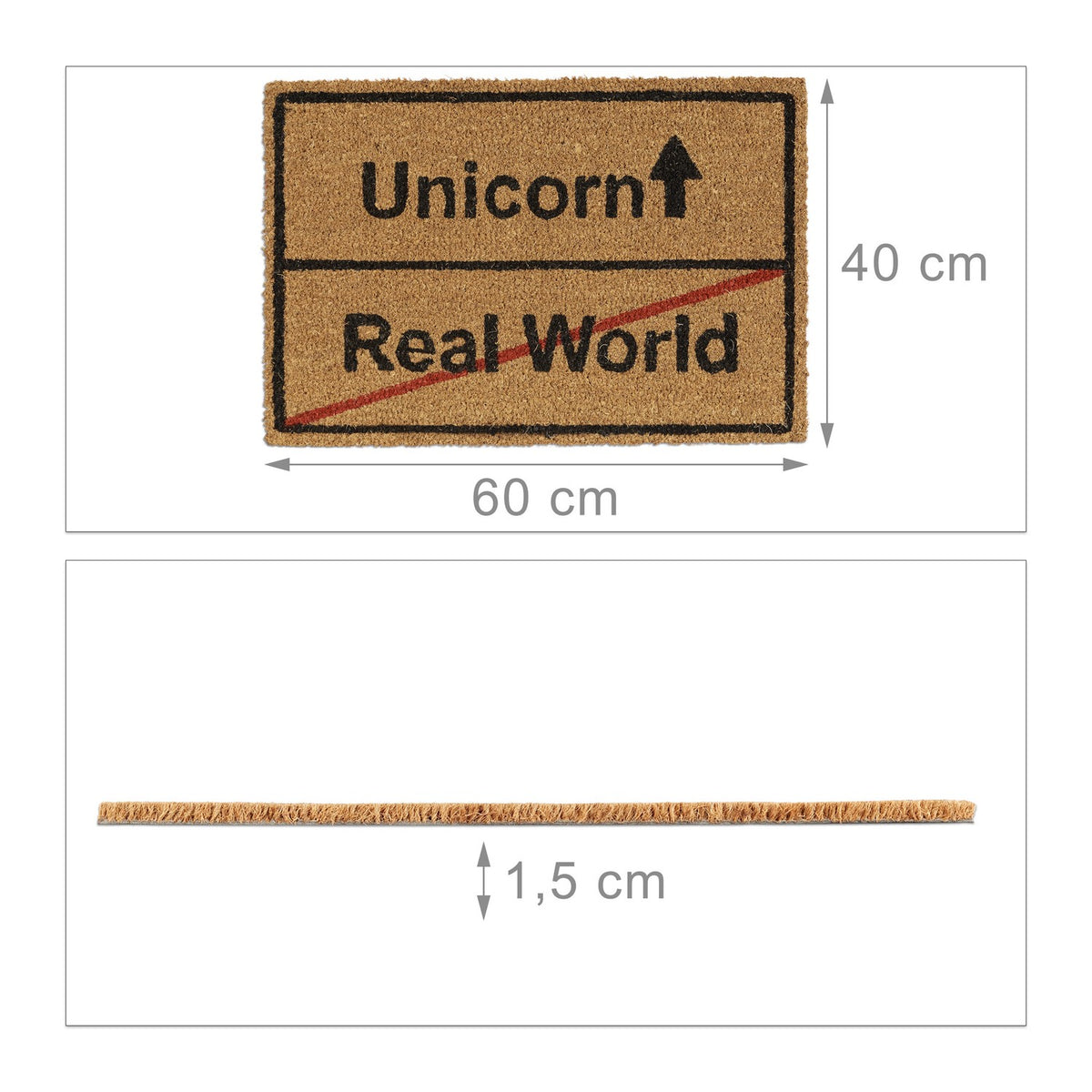 Door mat coconut fiber Unicorn/Real World