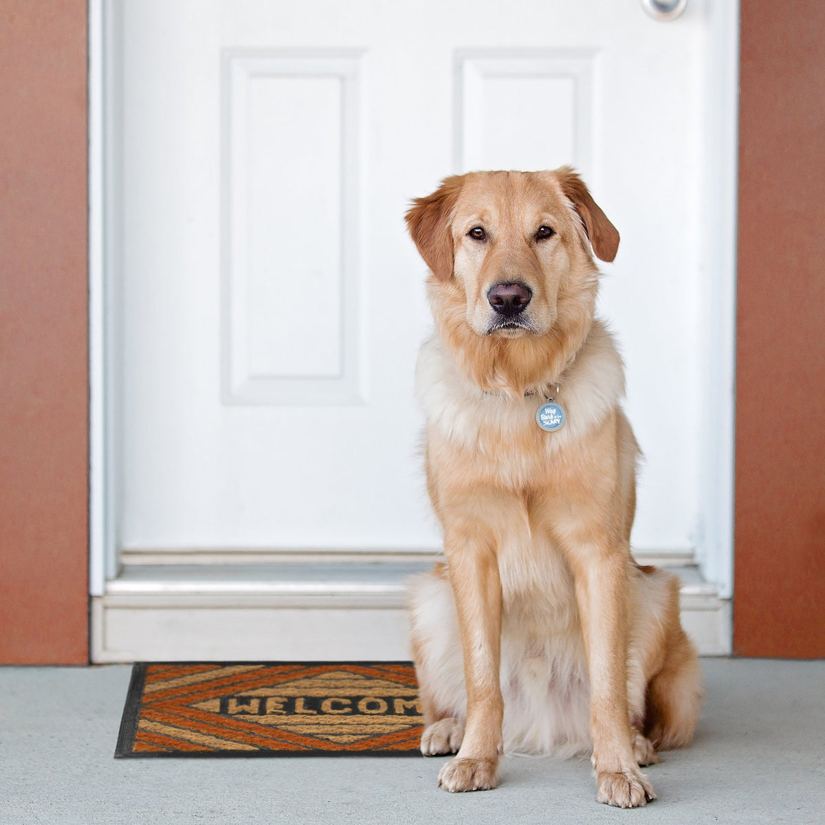 Door mat coconut fiber "Welcome" orange