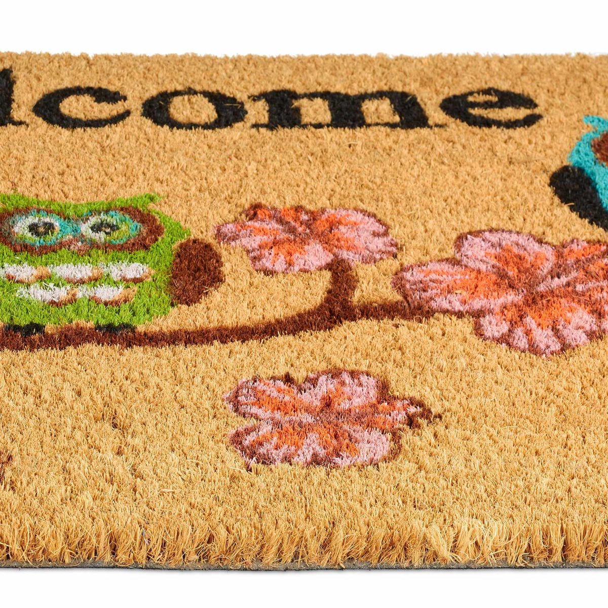 Doormat coconut fiber "Welcome" owls
