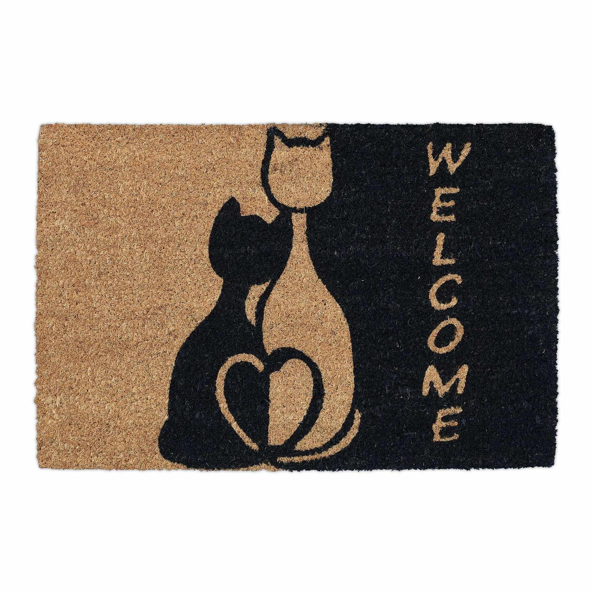 Door mat coconut fiber "Welcome" with cat