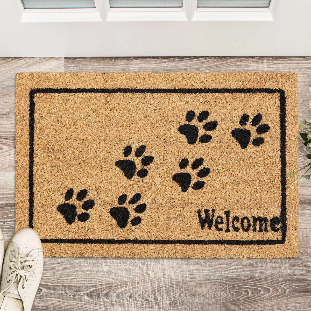 Door mat coconut fiber Welcome with paws