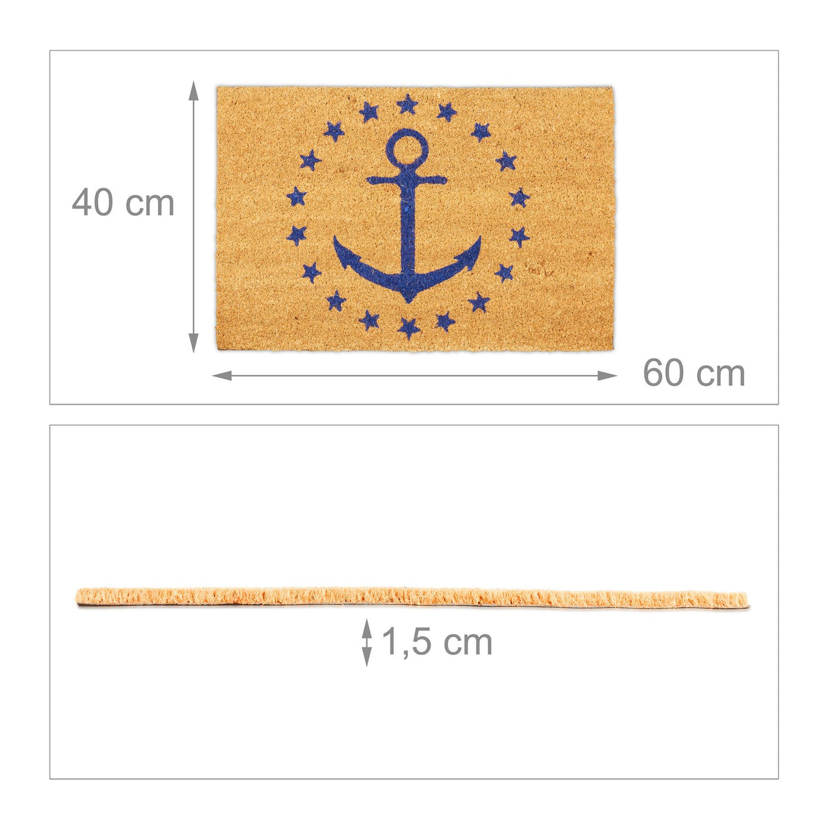 Doormat coconut fiber anchors & stars