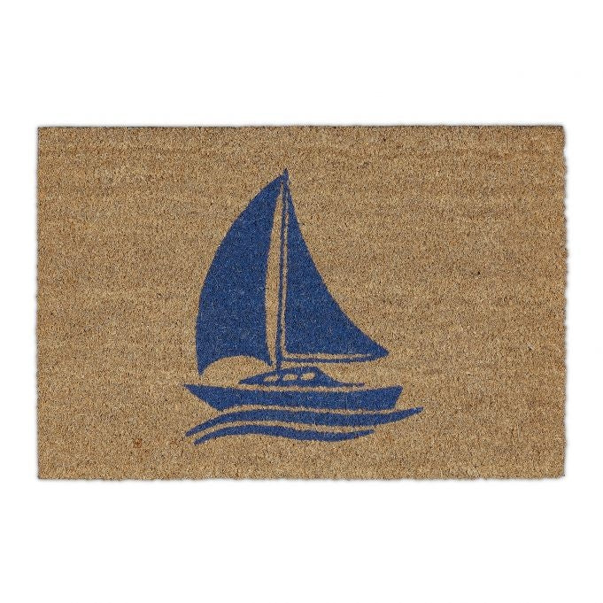 Door mat coconut fiber sailboat nature
