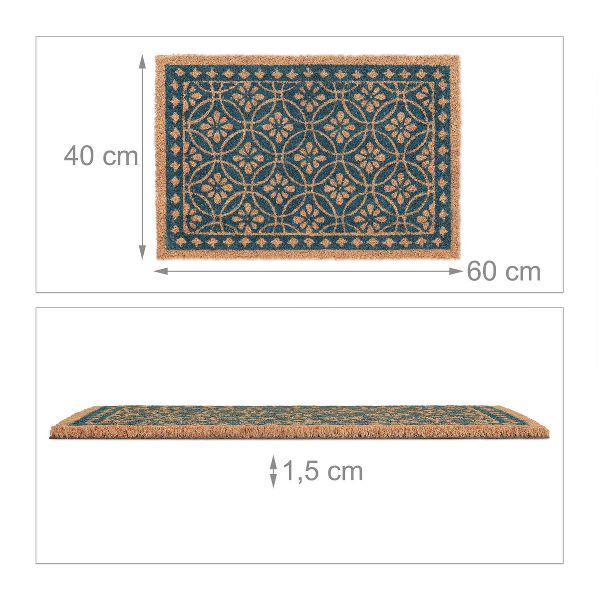 Doormat coconut fiber with floral design